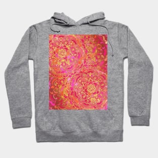 Hot Pink and Gold Baroque Floral Pattern Hoodie